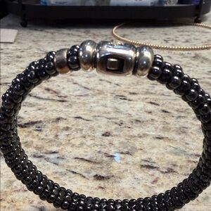 LAGOS Elegant Black and Silver Beaded Bracelet